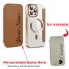 Zlimpty Personalized Leather Textured Flip Phone Case, Luxury Leather Flip Magnetic with Card Holder, Personalized Custom Name Phone Case(Brown,for 13) view 2