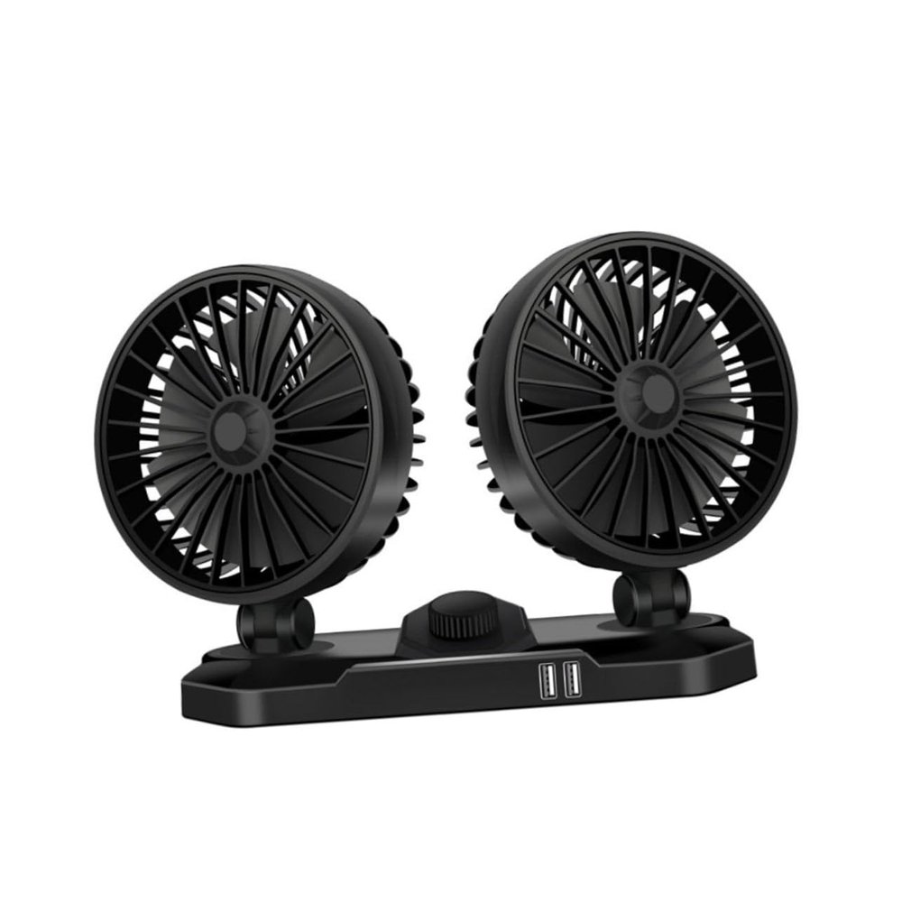 Uonlytech Dual Car Fan Usb Charging Ports Oscillating Design for Cars Trucks Suvs Quiet Compact for Backseat Cooling and Travel