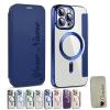 Zlimpty Personalized Leather Textured Flip Phone Case, Luxury Leather Flip Magnetic with Card Holder, Personalized Custom Name Phone Case, for iPhone 15/14/13/12 Pro Max (Dark Blue,for iPhone 12) view 1