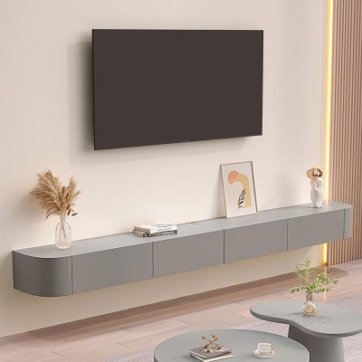 ZDMZR Floating Tv Stand, Floating Tv Console, Entertainment Center with Storage Cabinet, Wood TV Console for Living Room and Bedroom (Color : Gris, Size : 280cm/110in)