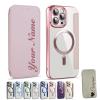 Zlimpty Personalized Leather Textured Flip Phone Case, Luxury Leather Flip Magnetic with Card Holder, Personalized Custom Name Phone Case, for iPhone 15/14/13/12 Pro Max (Pink,for iPhone 13) view 1