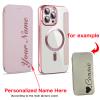 Zlimpty Personalized Leather Textured Flip Phone Case, Luxury Leather Flip Magnetic with Card Holder, Personalized Custom Name Phone Case, for iPhone 15/14/13/12 Pro Max (Pink,for iPhone 13) view 2