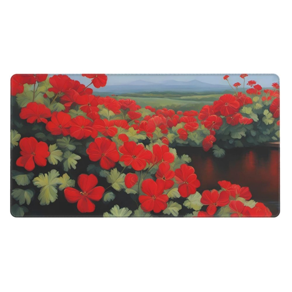 YYHWHJDE Red Geranium Potted Plant Pattern Large Office Gaming Mouse pad 16 x 29.5 in : Strong Adhesion and Durability Precision Edge Locking
