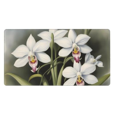 YYHWHJDE White Bell Orchid Pattern Large Office Gaming Mouse pad 16 x 29.5 in : Strong Adhesion and Durability Precision Edge Locking