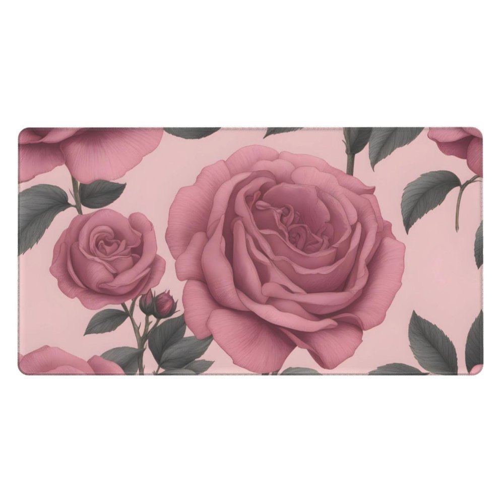 YYHWHJDE Dusky Rose Pattern Large Office Gaming Mouse pad 16 x 29.5 in : Strong Adhesion and Durability Precision Edge Locking