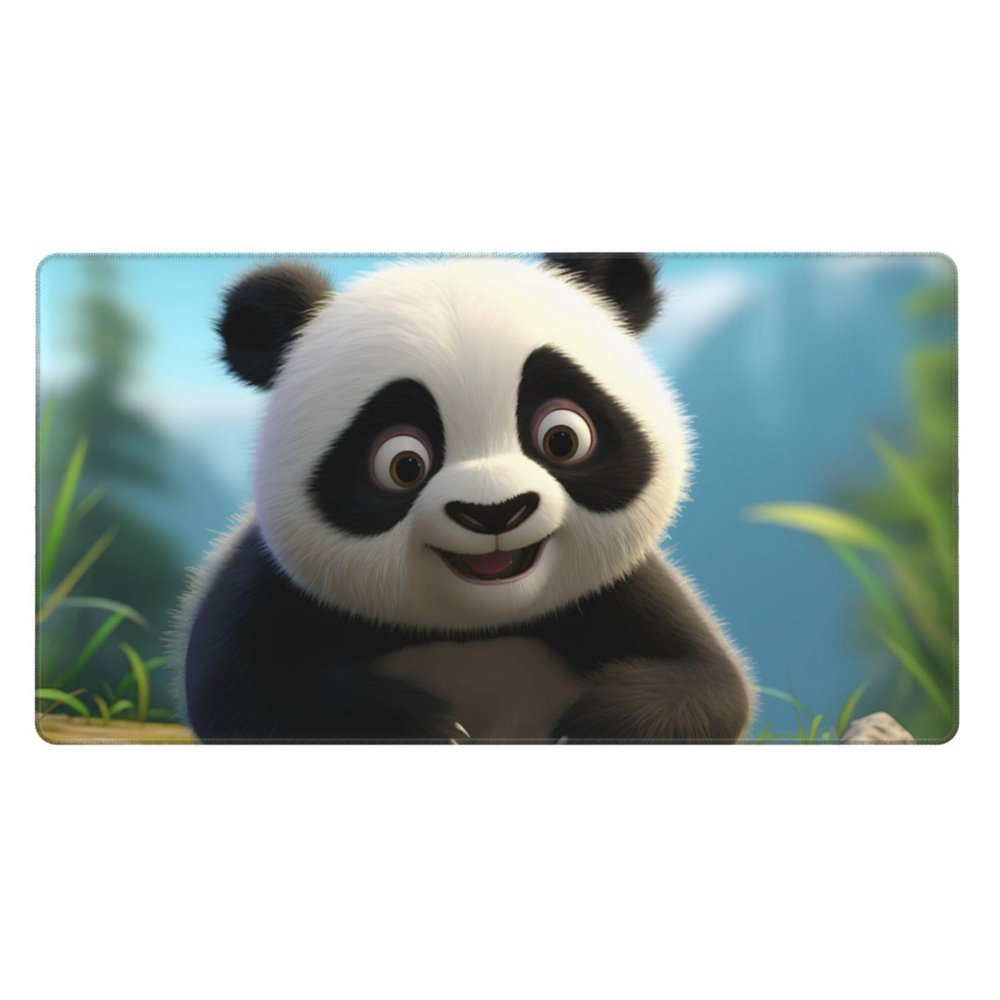 YYHWHJDE Cartoon Panda Bear Picture Large Office Gaming Mouse pad 16 x 29.5 in : Strong Adhesion and Durability Precision Edge Locking