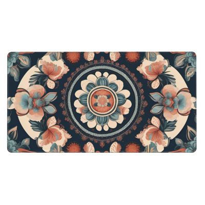YYHWHJDE Vintage Mandala Flowers Pattern Large Office Gaming Mouse pad 16 x 29.5 in : Strong Adhesion and Durability Precision Edge Locking