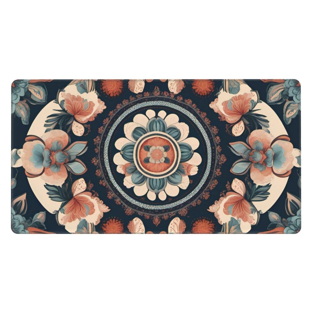 YYHWHJDE Vintage Mandala Flowers Pattern Large Office Gaming Mouse pad 16 x 29.5 in : Strong Adhesion and Durability Precision Edge Locking