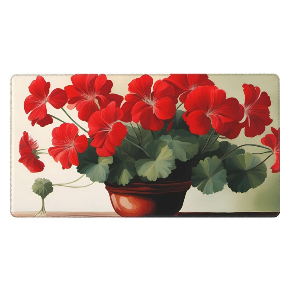 YYHWHJDE Red Geraniums Pattern Large Office Gaming Mouse pad 16 x 29.5 in : Strong Adhesion and Durability Precision Edge Locking