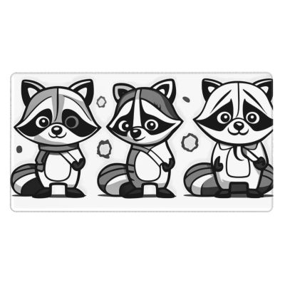 YYHWHJDE Cartoon Raccoon Pattern Large Office Gaming Mouse pad 16 x 29.5 in : Strong Adhesion and Durability Precision Edge Locking