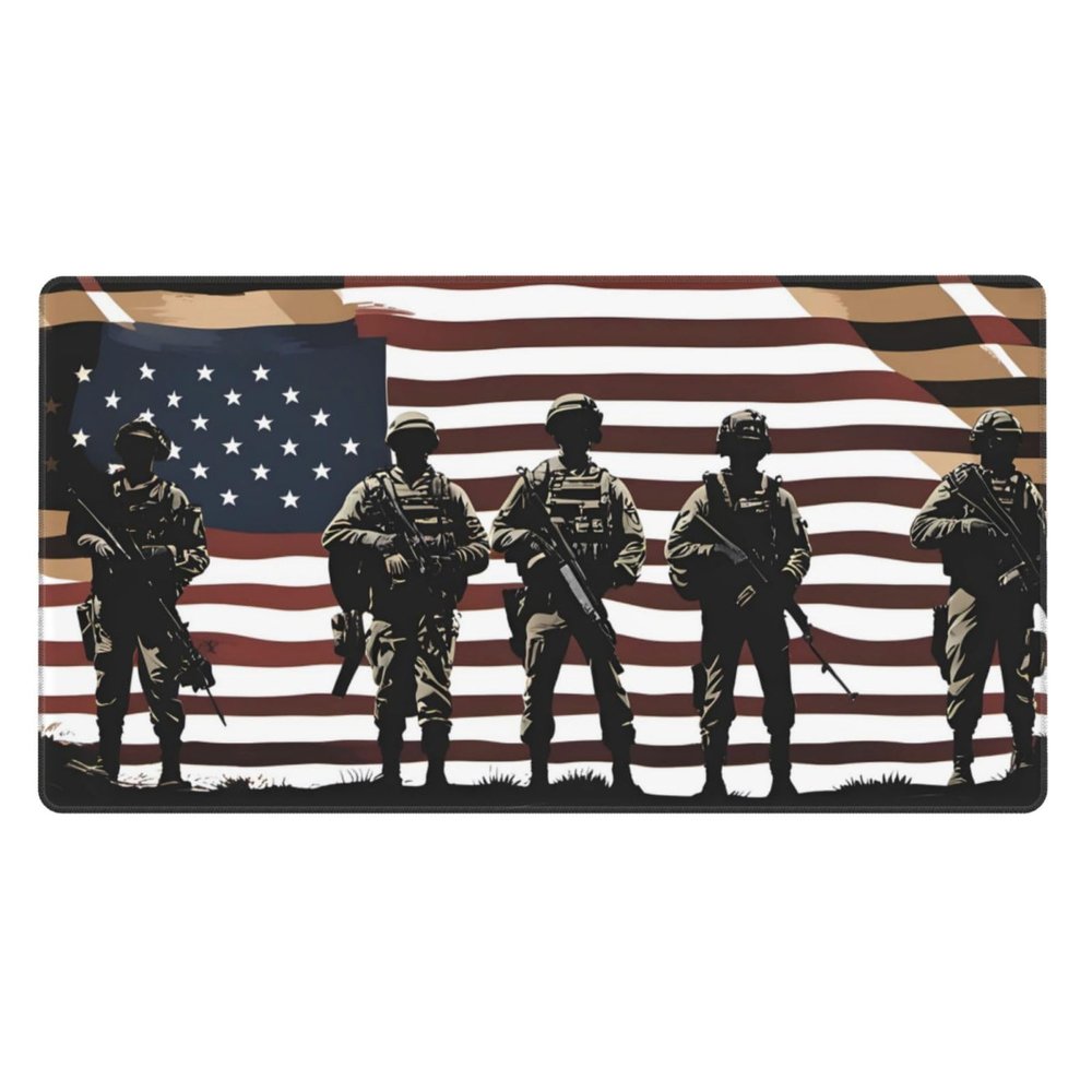 YYHWHJDE US Military Soldiers Patriotic Memorial Day Pattern Large Office Gaming Mouse pad 16 x 29.5 in : Strong Adhesion and Durability Precision Edge Locking