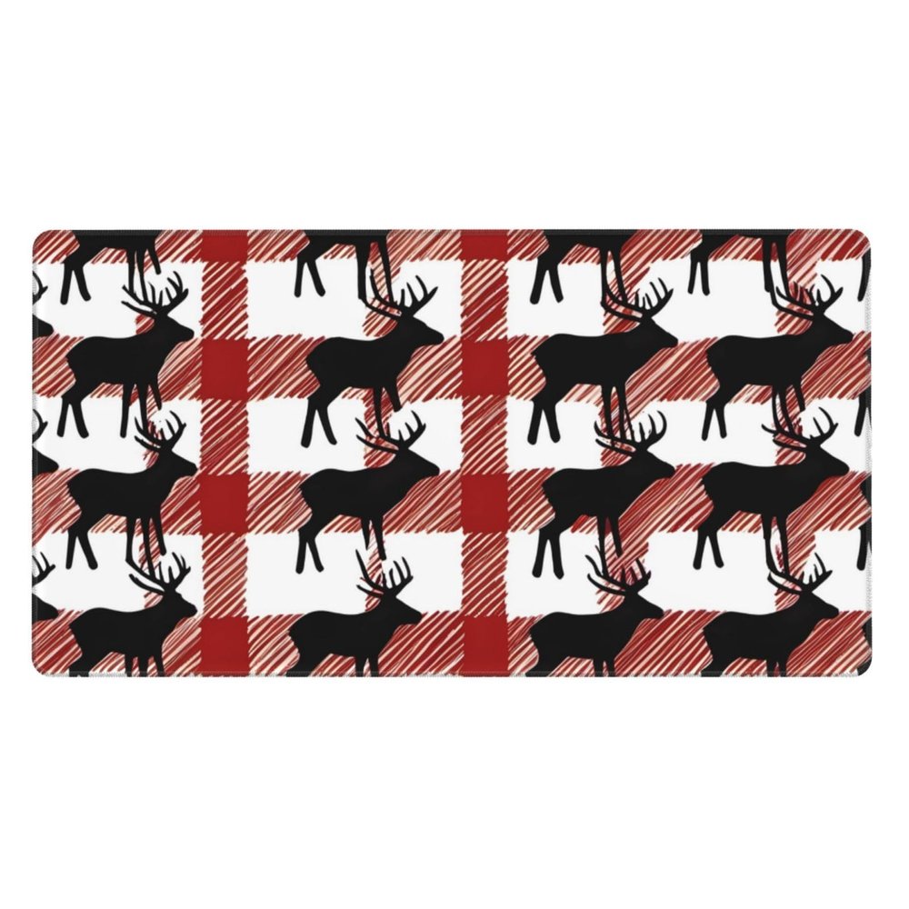 YYHWHJDE Buffalo Plaid Deer Pattern Large Office Gaming Mouse pad 16 x 29.5 in : Strong Adhesion and Durability Precision Edge Locking