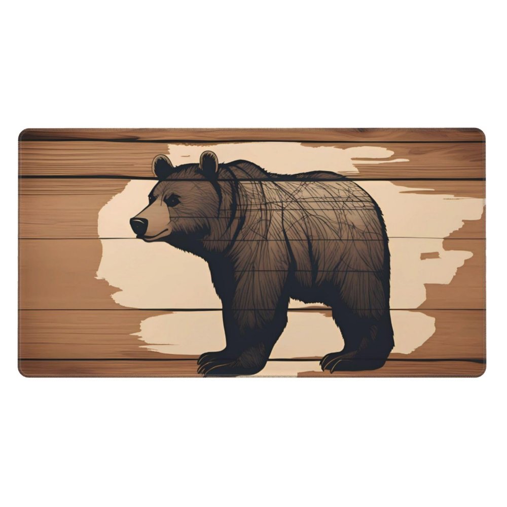 YYHWHJDE Cartoon Black Bear Pattern Large Office Gaming Mouse pad 16 x 29.5 in : Strong Adhesion and Durability Precision Edge Locking