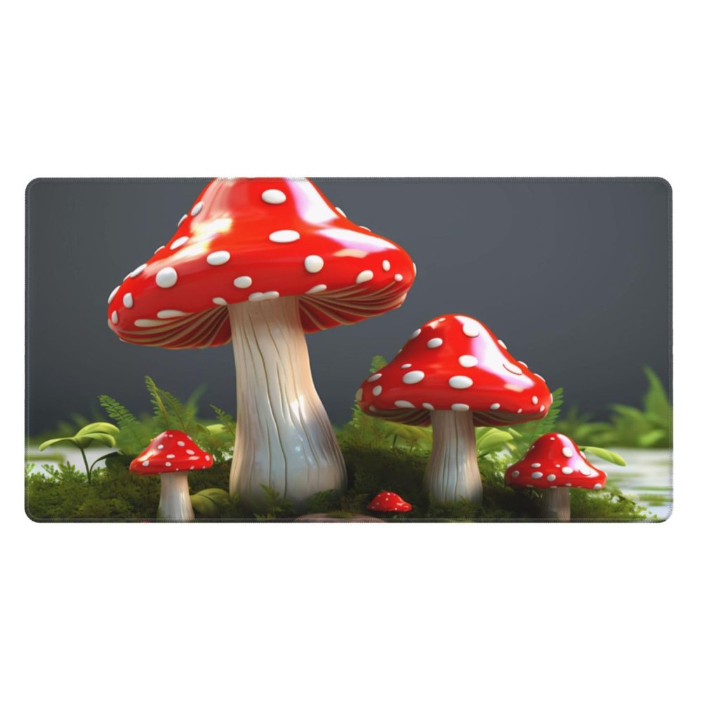 YYHWHJDE Red Mushrooms Picture Large Office Gaming Mouse pad 16 x 29.5 in : Strong Adhesion and Durability Precision Edge Locking