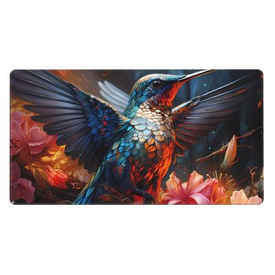 HYTTER Hummingbird Pattern Extra Large Rubber Mouse pad 16 x 29.5 in : Strong Adhesion and Durability Precision Edge Locking, Black