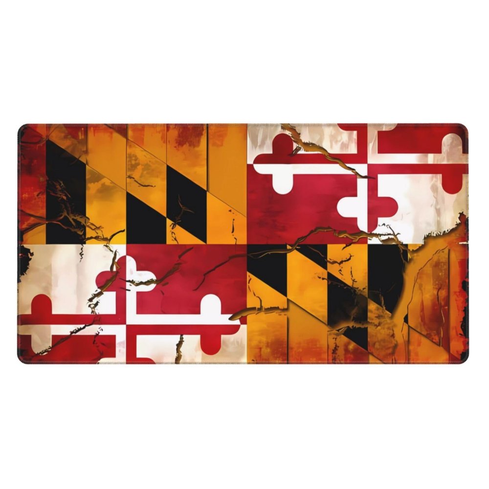 YYHWHJDE Vintage Wooden Maryland Flag Pattern Large Office Gaming Mouse pad 16 x 29.5 in : Strong Adhesion and Durability Precision Edge Locking