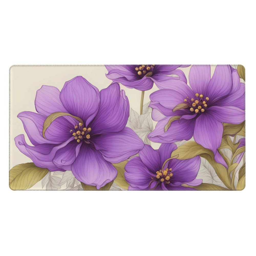 YYHWHJDE Beautiful Purple Flowers Picture Large Office Gaming Mouse pad 16 x 29.5 in : Strong Adhesion and Durability Precision Edge Locking