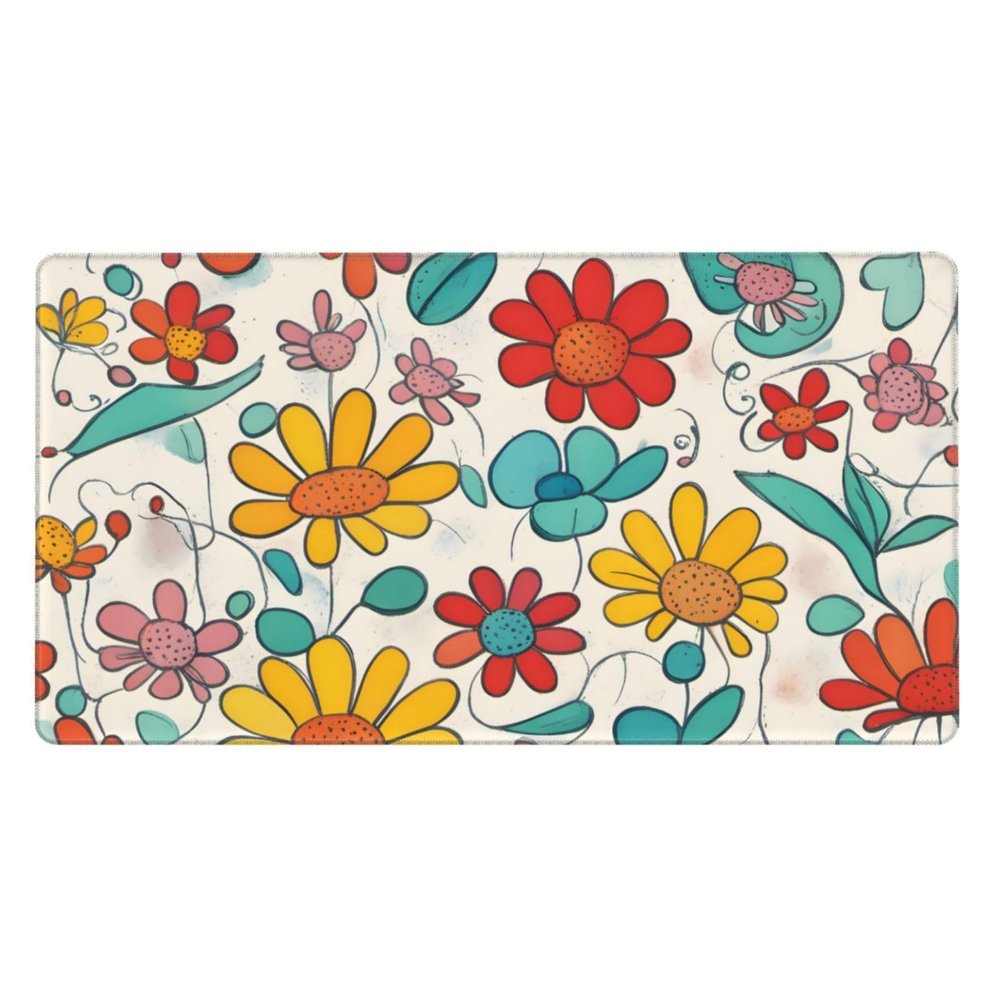 YYHWHJDE Colored Flower Pattern Large Office Gaming Mouse pad 16 x 29.5 in : Strong Adhesion and Durability Precision Edge Locking