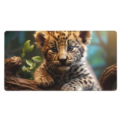 YYHWHJDE Cute Leopard Picture Large Office Gaming Mouse pad 16 x 29.5 in : Strong Adhesion and Durability Precision Edge Locking