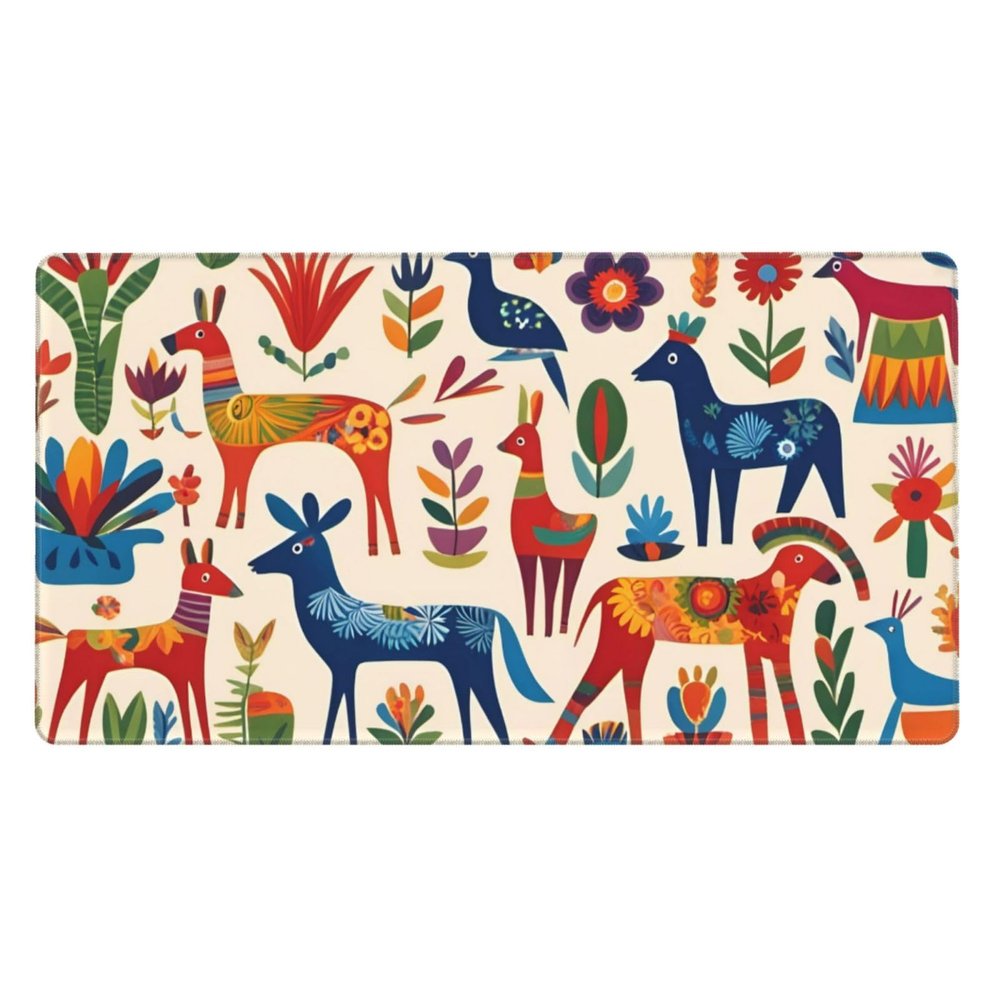 YYHWHJDE Cartoon Otomi Animals Pattern Large Office Gaming Mouse pad 16 x 29.5 in : Strong Adhesion and Durability Precision Edge Locking