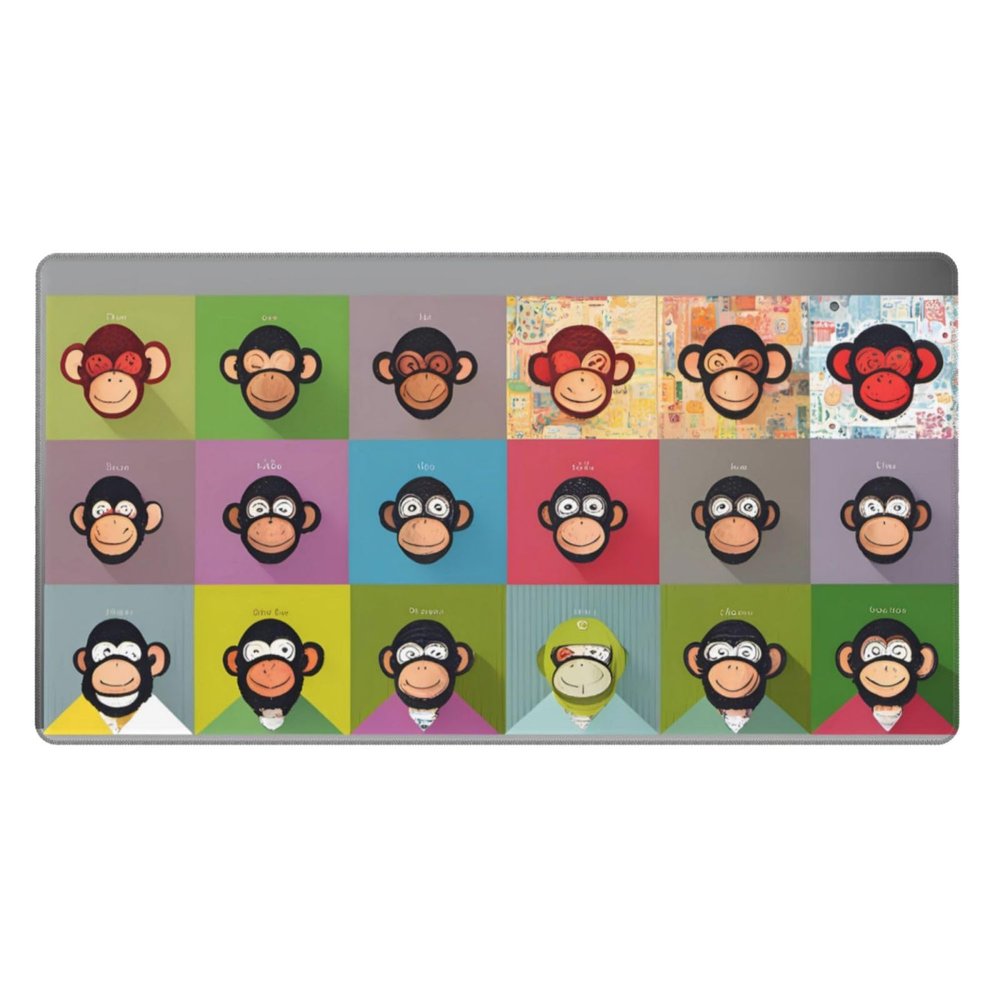 YYHWHJDE Cute Monkey Pattern Large Office Gaming Mouse pad 16 x 29.5 in : Strong Adhesion and Durability Precision Edge Locking