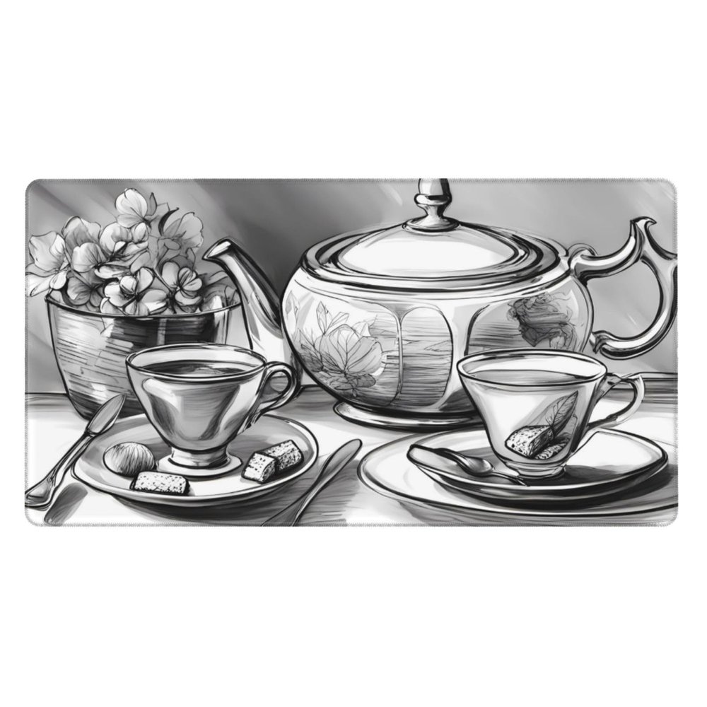 YYHWHJDE Sweet Afternoon Tea Pattern Large Office Gaming Mouse pad 16 x 29.5 in : Strong Adhesion and Durability Precision Edge Locking