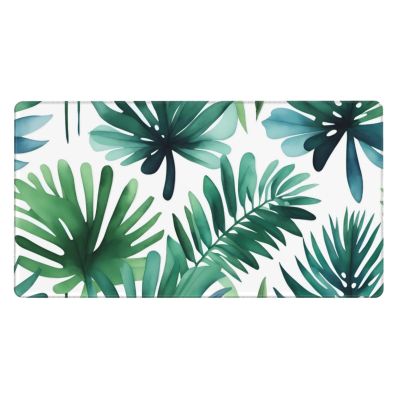 YYHWHJDE Tropical Palm Tree Leaves Watercolor Pattern Large Office Gaming Mouse pad 16 x 29.5 in : Strong Adhesion and Durability Precision Edge Locking