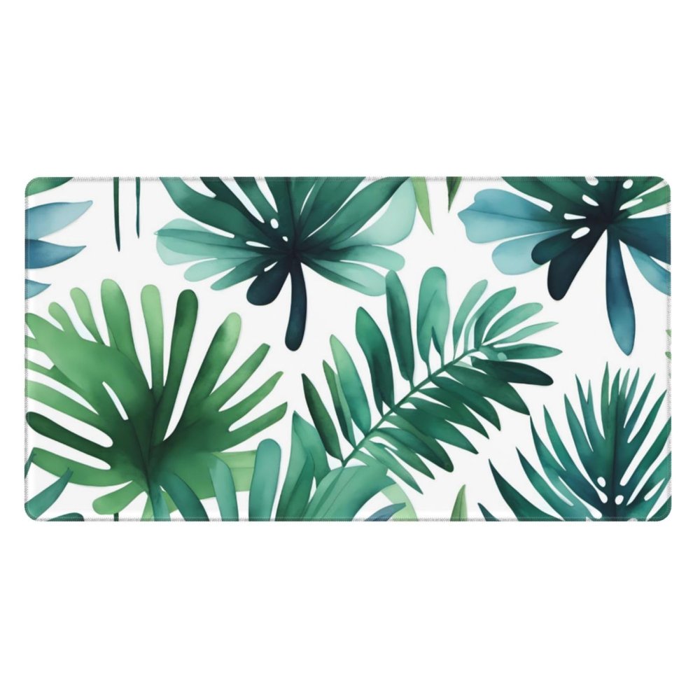 YYHWHJDE Tropical Palm Tree Leaves Watercolor Pattern Large Office Gaming Mouse pad 16 x 29.5 in : Strong Adhesion and Durability Precision Edge Locking