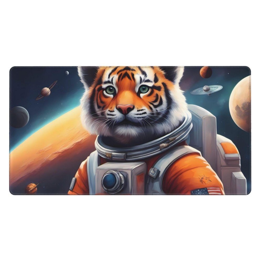 YYHWHJDE Little Tiger in Space Pattern Large Office Gaming Mouse pad 16 x 29.5 in : Strong Adhesion and Durability Precision Edge Locking