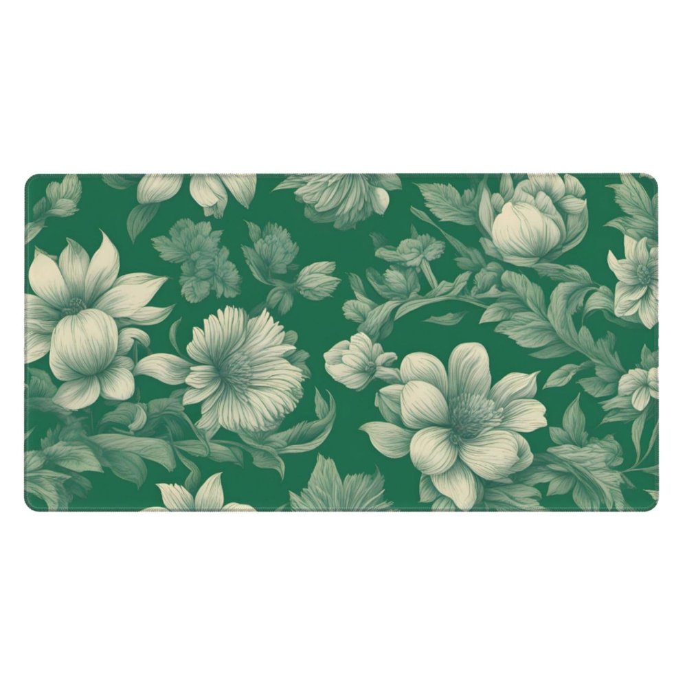 YYHWHJDE Green Vintage Floral Pattern Large Office Gaming Mouse pad 16 x 29.5 in : Strong Adhesion and Durability Precision Edge Locking