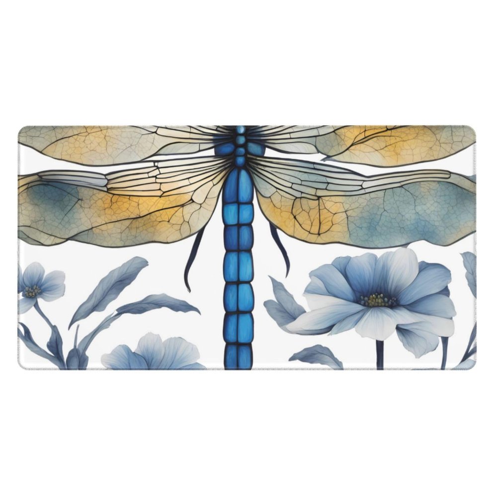 YYHWHJDE Hand Painted Blue Dragonfly Pattern Large Office Gaming Mouse pad 16 x 29.5 in : Strong Adhesion and Durability Precision Edge Locking