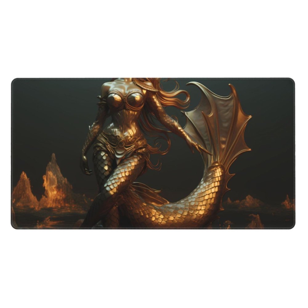 YYHWHJDE Gold Mermaid Scale Picture Large Office Gaming Mouse pad 16 x 29.5 in : Strong Adhesion and Durability Precision Edge Locking