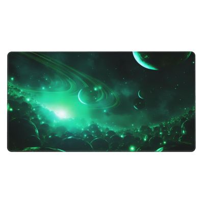 YYHWHJDE Galaxy Green Picture Large Office Gaming Mouse pad 16 x 29.5 in : Strong Adhesion and Durability Precision Edge Locking