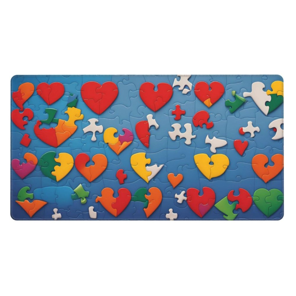 YYHWHJDE Autism Awareness Puzzle Pieces Heart Pattern Large Office Gaming Mouse pad 16 x 29.5 in : Strong Adhesion and Durability Precision Edge Locking