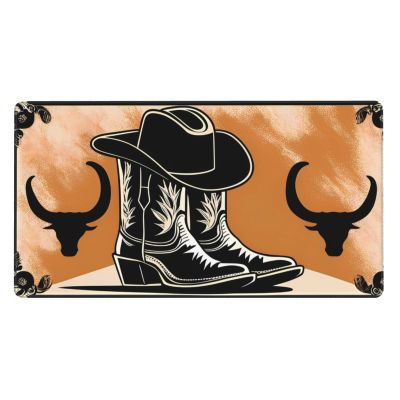 YYHWHJDE Denim Black hat Boots Pattern Large Office Gaming Mouse pad 16 x 29.5 in : Strong Adhesion and Durability Precision Edge Locking