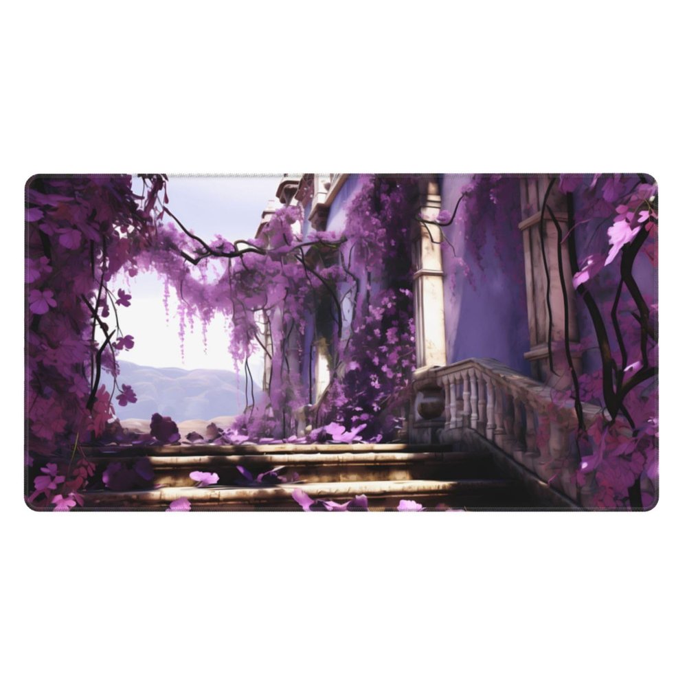 YYHWHJDE Vine Purple Picture Large Office Gaming Mouse pad 16 x 29.5 in : Strong Adhesion and Durability Precision Edge Locking