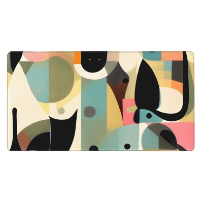 YYHWHJDE Mid-Century Modern Art Cat Pattern Large Office Gaming Mouse pad 16 x 29.5 in : Strong Adhesion and Durability Precision Edge Locking