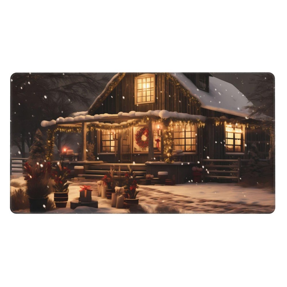 YYHWHJDE Farmhouse Christmas Picture Large Office Gaming Mouse pad 16 x 29.5 in : Strong Adhesion and Durability Precision Edge Locking