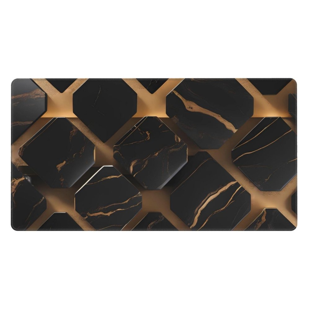YYHWHJDE Black Gold Marble Pattern Large Office Gaming Mouse pad 16 x 29.5 in : Strong Adhesion and Durability Precision Edge Locking