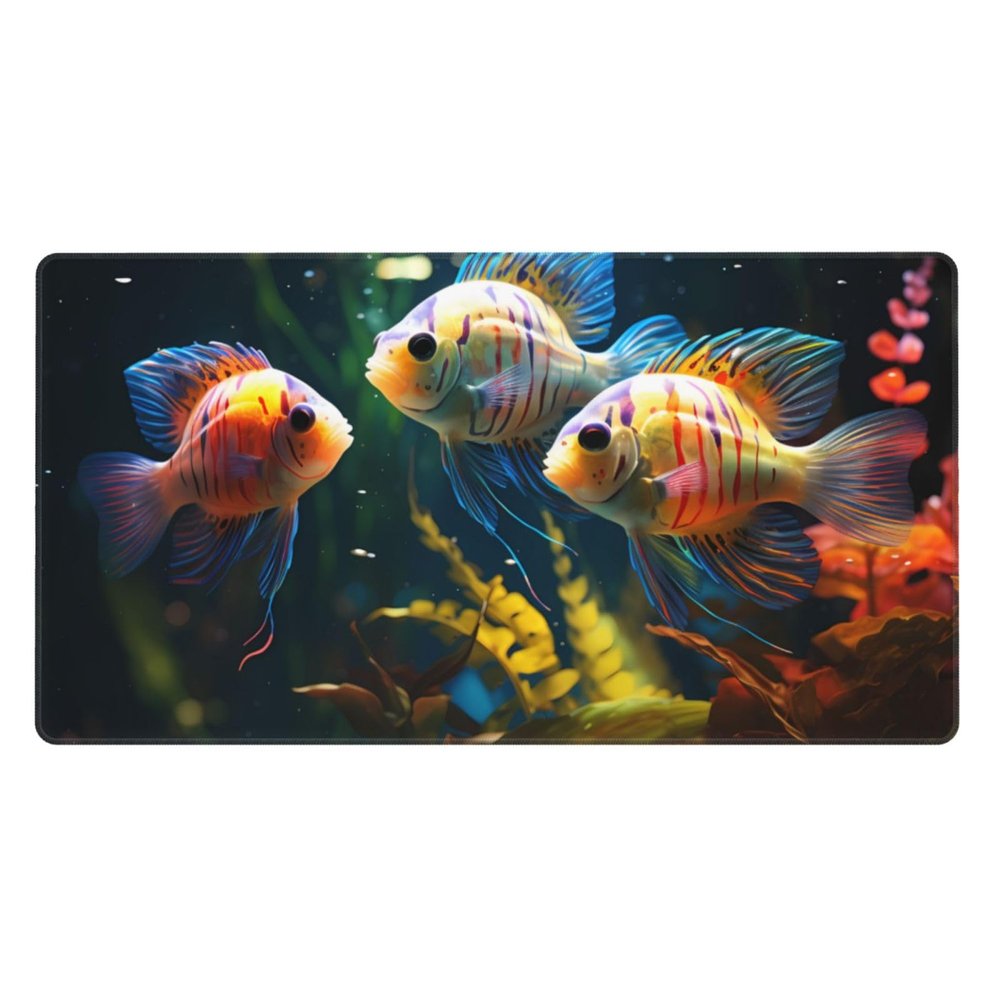 YYHWHJDE Tropical Fishes Picture Large Office Gaming Mouse pad 16 x 29.5 in : Strong Adhesion and Durability Precision Edge Locking