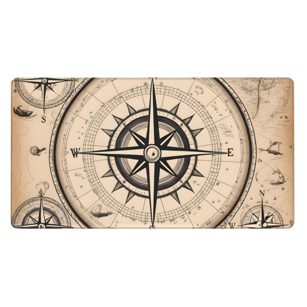 YYHWHJDE Compass Map Nautical Pattern Large Office Gaming Mouse pad 16 x 29.5 in : Strong Adhesion and Durability Precision Edge Locking