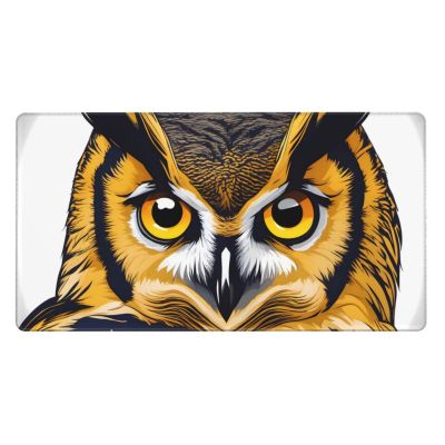 YYHWHJDE Yellow Eyed Owl Pattern Large Office Gaming Mouse pad 16 x 29.5 in : Strong Adhesion and Durability Precision Edge Locking