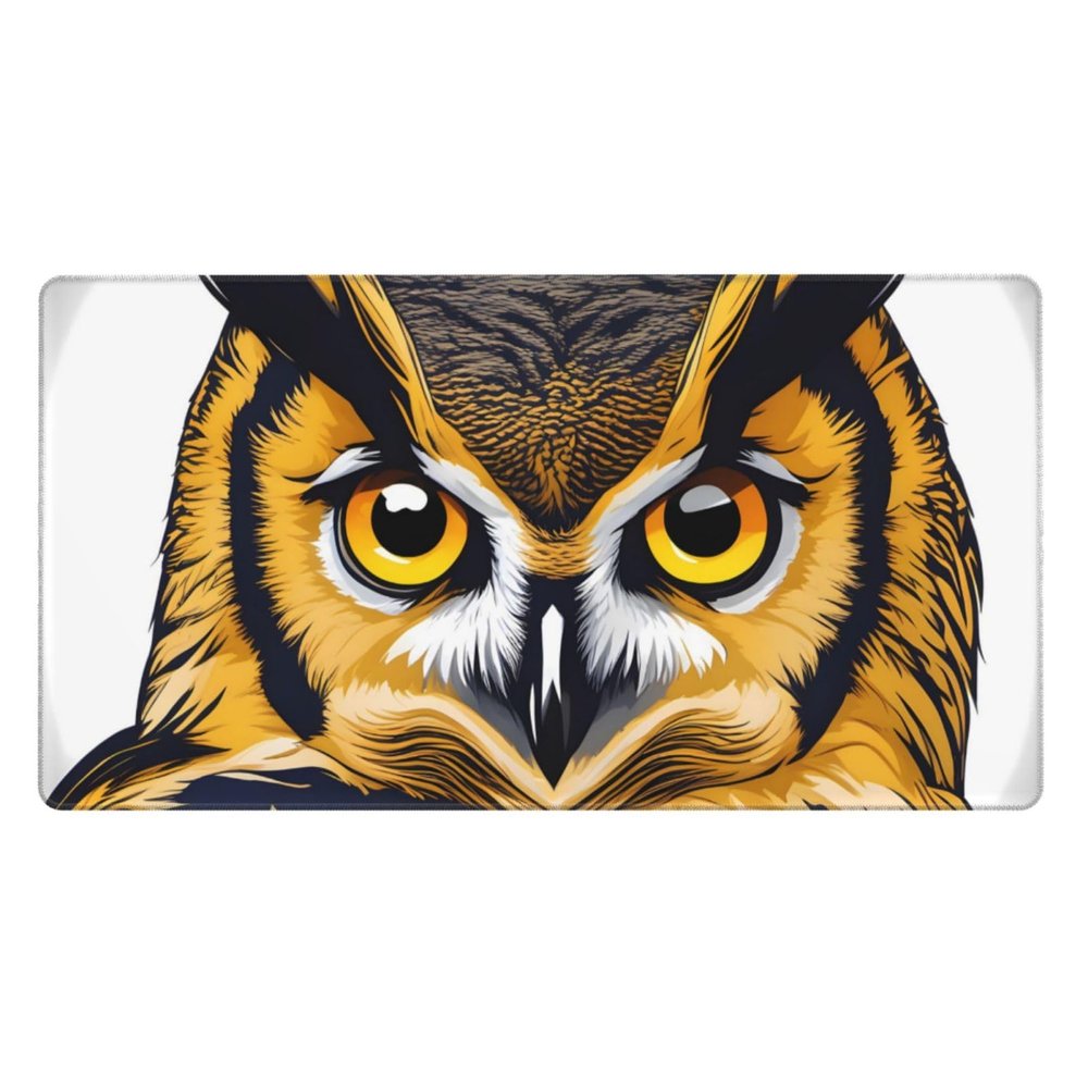 YYHWHJDE Yellow Eyed Owl Pattern Large Office Gaming Mouse pad 16 x 29.5 in : Strong Adhesion and Durability Precision Edge Locking