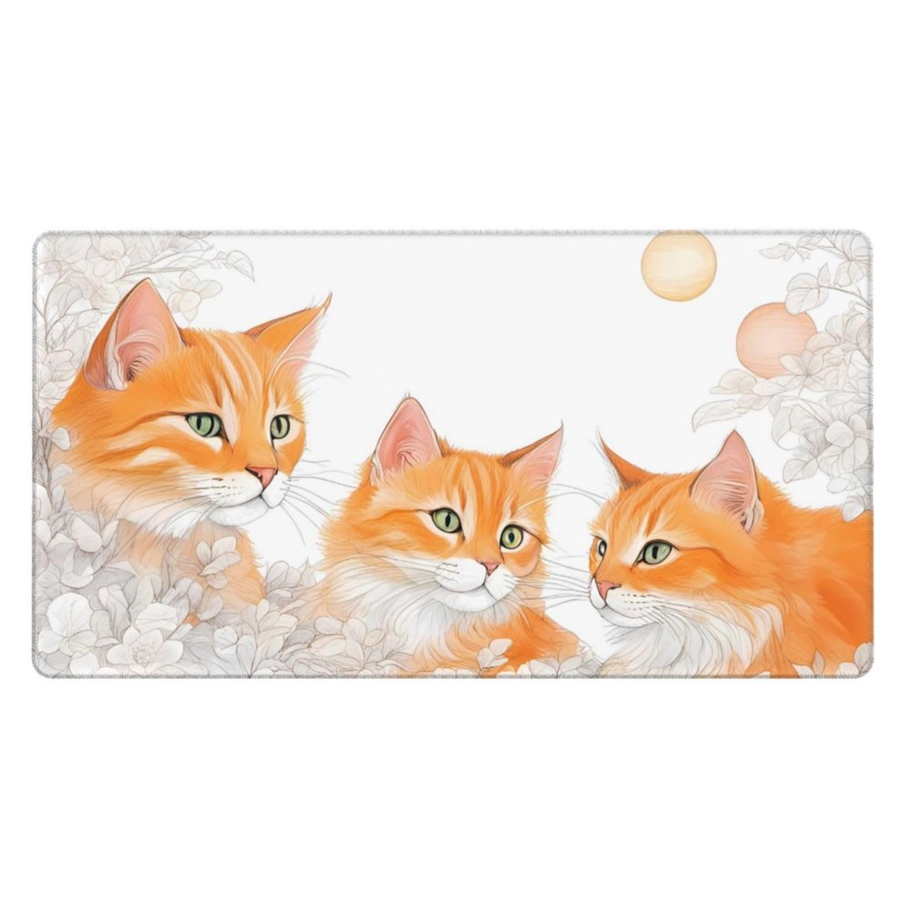 YYHWHJDE Orange Cats Pattern Large Office Gaming Mouse pad 16 x 29.5 in : Strong Adhesion and Durability Precision Edge Locking