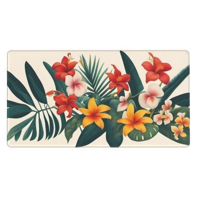 YYHWHJDE Tropical Flowers Pattern Large Office Gaming Mouse pad 16 x 29.5 in : Strong Adhesion and Durability Precision Edge Locking