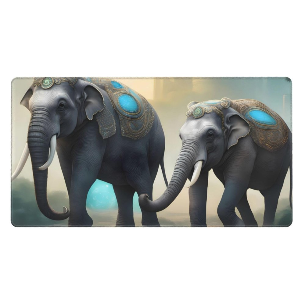 YYHWHJDE Asian Elephants Pattern Large Office Gaming Mouse pad 16 x 29.5 in : Strong Adhesion and Durability Precision Edge Locking