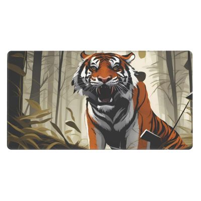 YYHWHJDE Serious Tiger Pattern Large Office Gaming Mouse pad 16 x 29.5 in : Strong Adhesion and Durability Precision Edge Locking