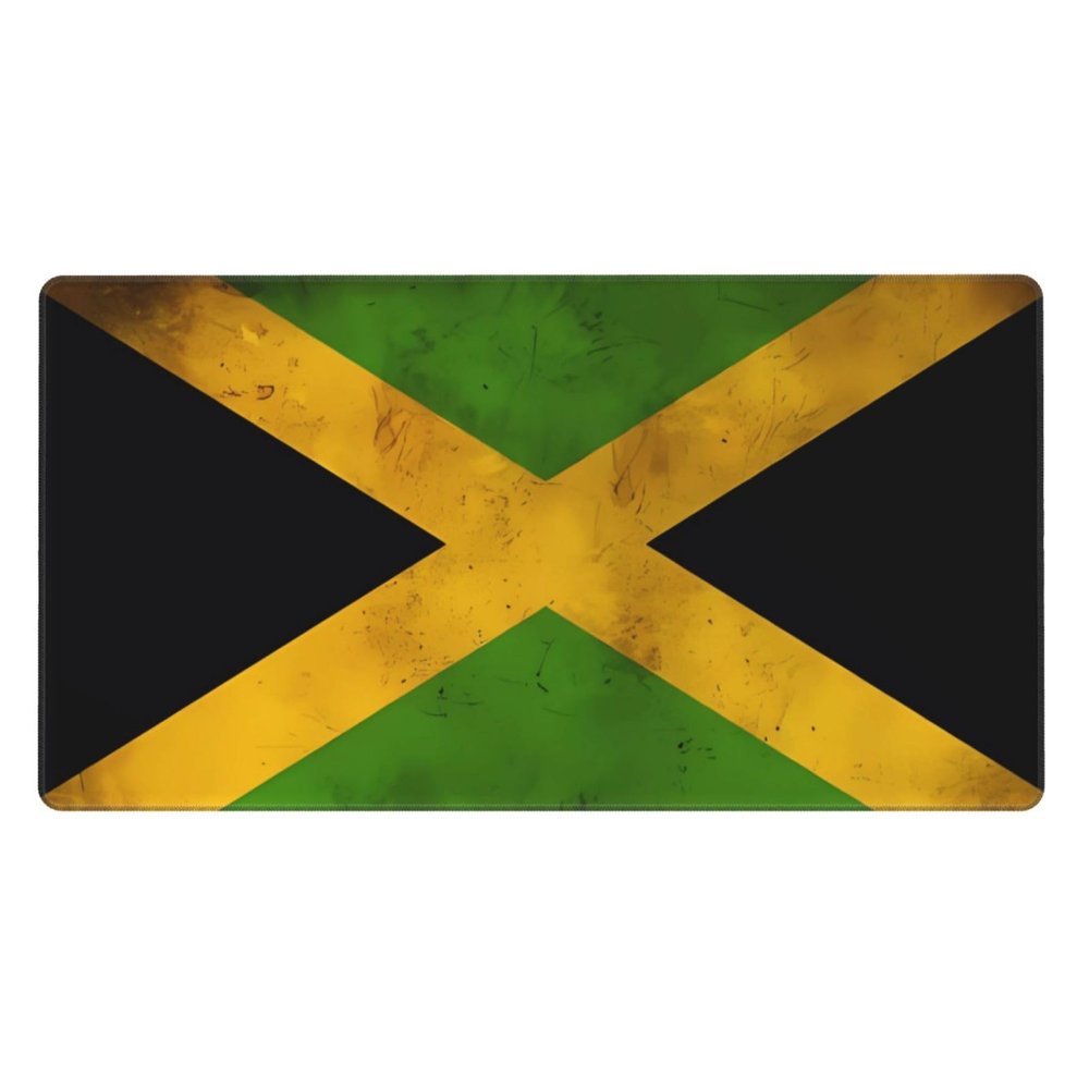 YYHWHJDE Old Jamaican Flag Pattern Large Office Gaming Mouse pad 16 x 29.5 in : Strong Adhesion and Durability Precision Edge Locking