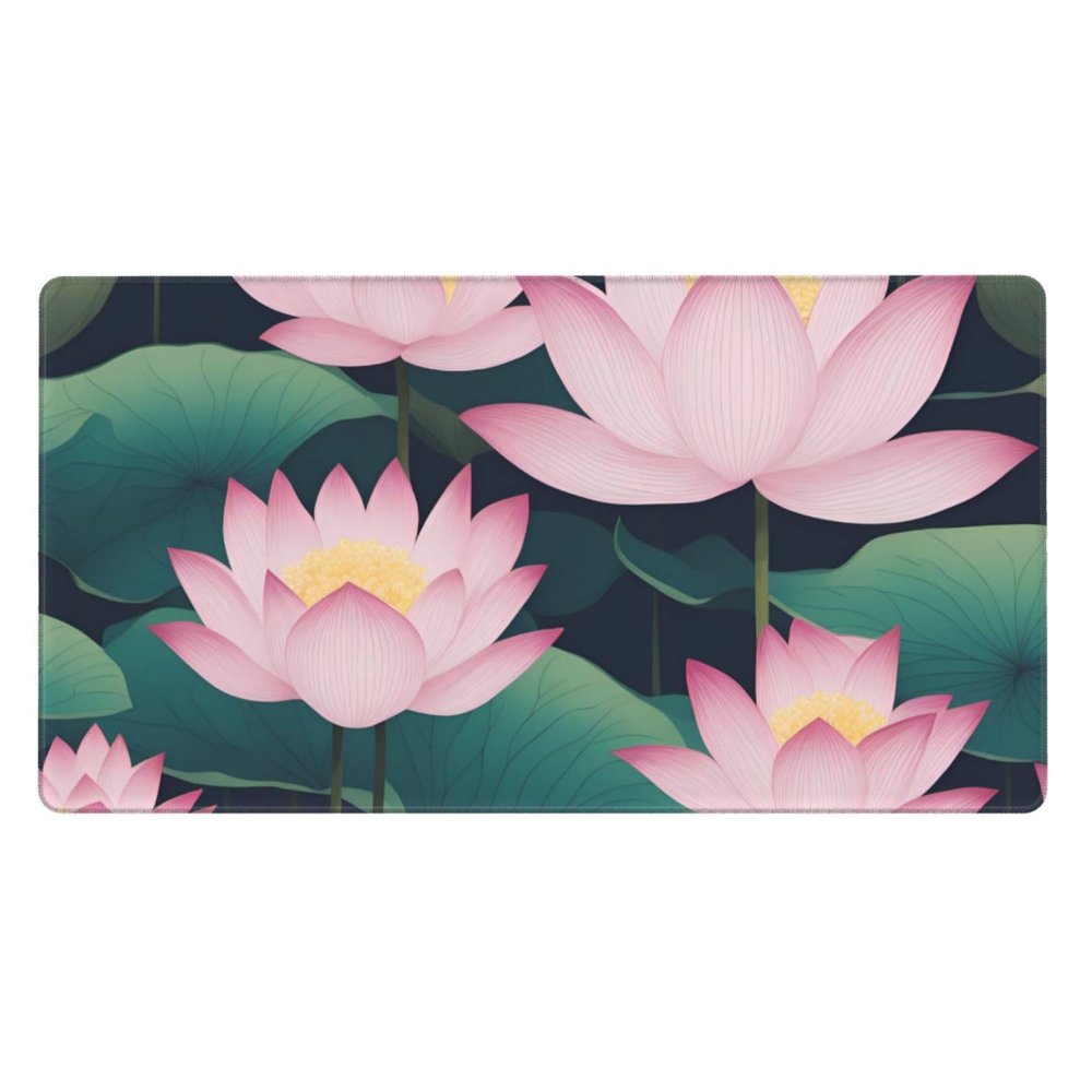 YYHWHJDE Cartoon Lotus Pattern Large Office Gaming Mouse pad 16 x 29.5 in : Strong Adhesion and Durability Precision Edge Locking