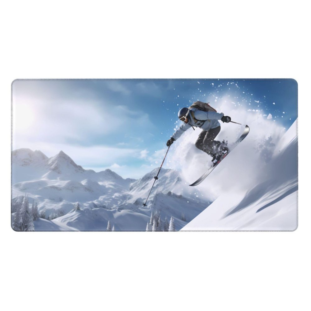 YYHWHJDE Winter Skiing Picture Large Office Gaming Mouse pad 16 x 29.5 in : Strong Adhesion and Durability Precision Edge Locking